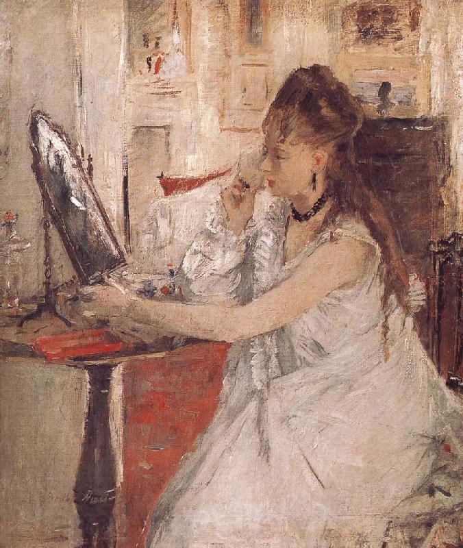 Berthe Morisot Woamn is Making up Norge oil painting art